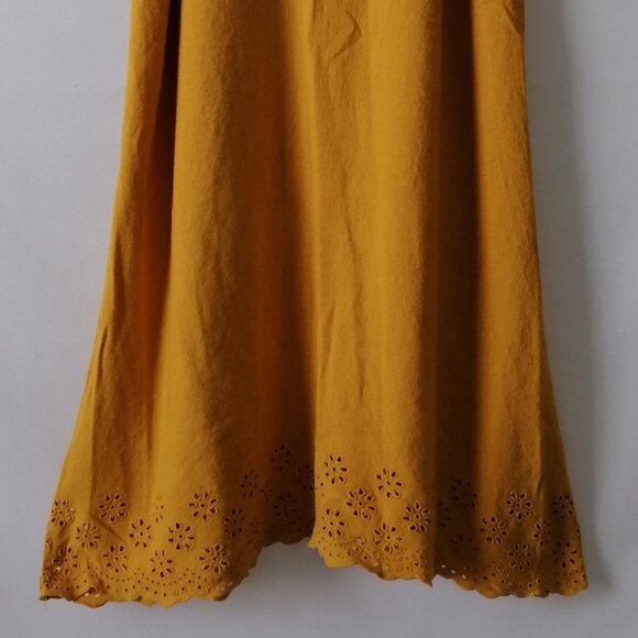 Old Navy Women's Yellow Linen-Blend Cutwork-Embellished Shift Dress Size Large - Picture 3 of 6